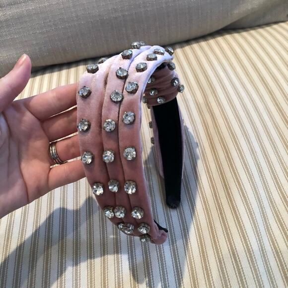 Pink Velvet Sparkly Studded Headband - Picture 1 of 7